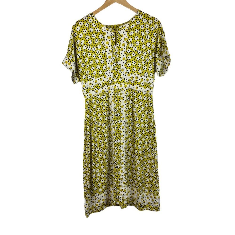 Boden yellow, black polka dot short sleeve dress
